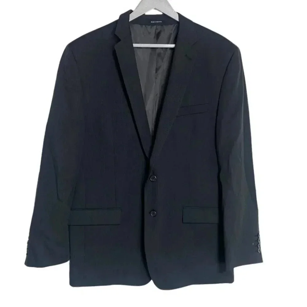 EGARA Men's 46 Regular Black Wool Blend Suit‎ Jacket Blazer